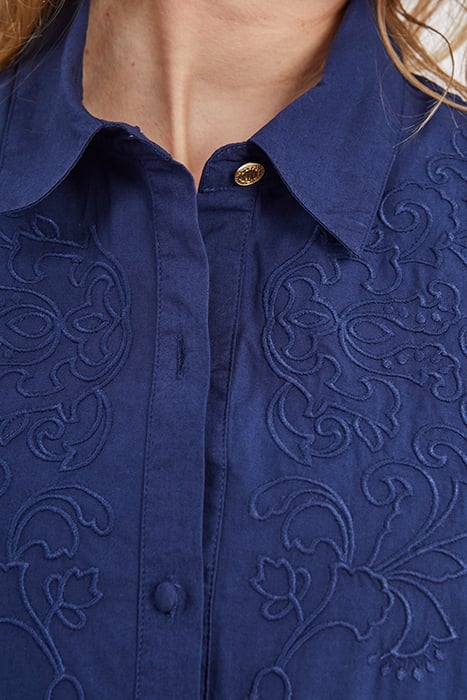 INDIGO LONG DRESS WITH TONE-ON-TONE EMBROIDERY 5