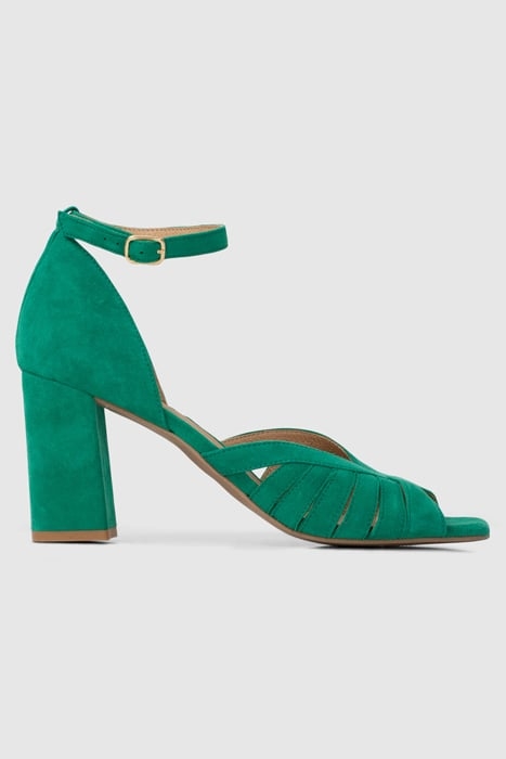 MEADOW GREEN SUEDE HEELED SANDALS 1