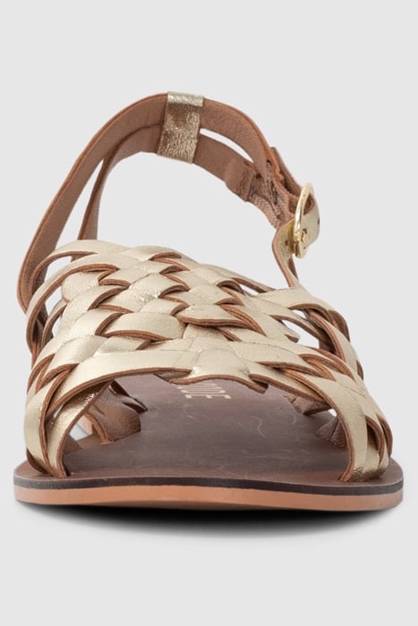 GOLD LEATHER FLAT SANDALS 2