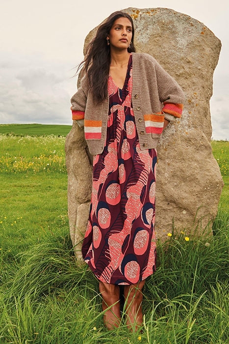 JUDI STRIPE CARDI NATURAL MULTI 7