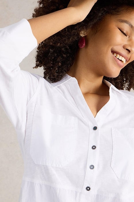 MISSY LONGLINE MIX SHIRT NATURAL WHITE 5