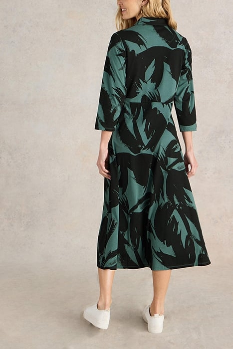 RUA JERSEY SHIRT DRESS GREEN PRINT 2