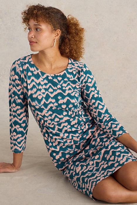 TALLIE JERSEY DRESS TEAL PRINT 4