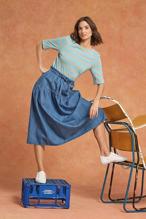 SEEMA DENIM SKIRT MID DENIM 7