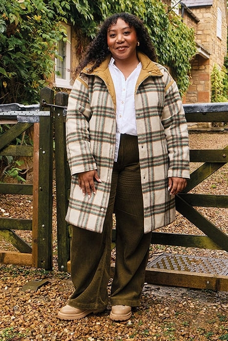 MARLOWE REVERSIBLE CHECK COAT IVORY MULTI 8