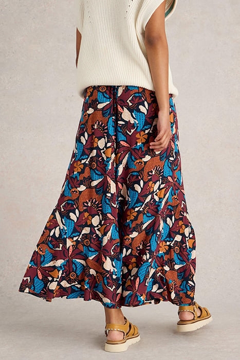 SARA MAXI SKIRT NAVY PRINT 2