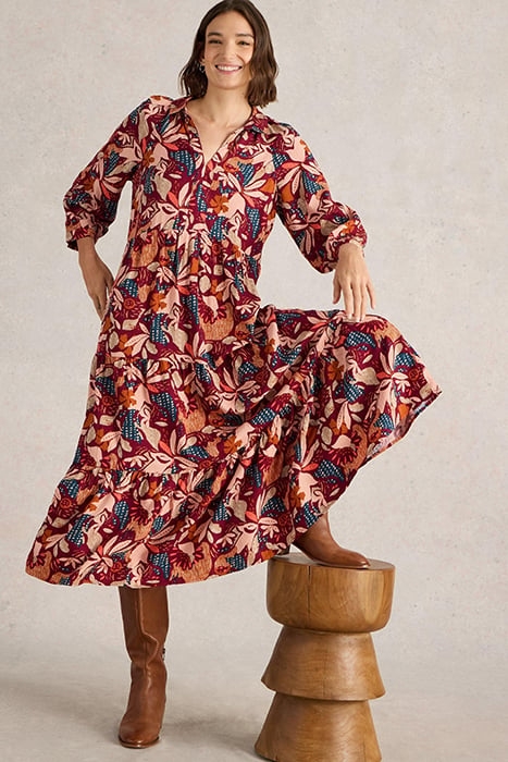 VIRGINIA TIERED SHIRT DRESS PLUM PRINT 4