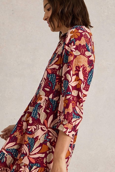 VIRGINIA TIERED SHIRT DRESS PLUM PRINT 5