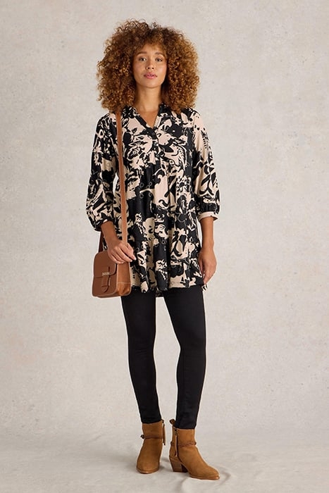 NELA PRINTED SHIRT TUNIC BLACK PRINT 1