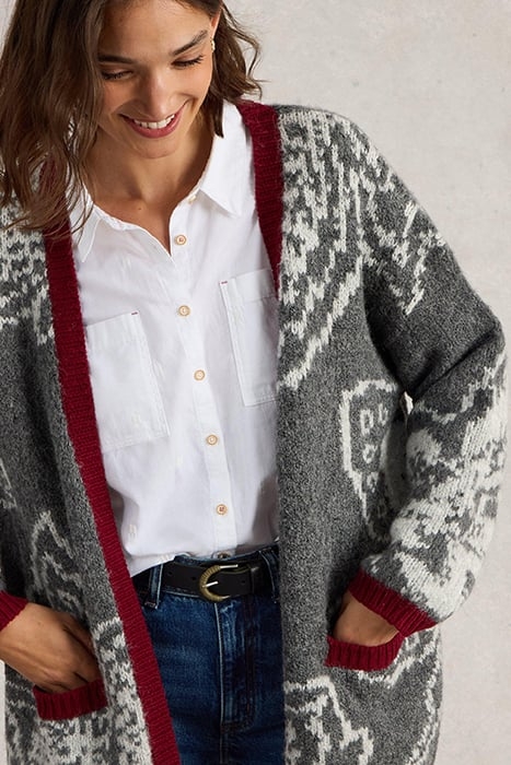 FIONA FLORAL LONGLINE CARDI GREY MULTI 5