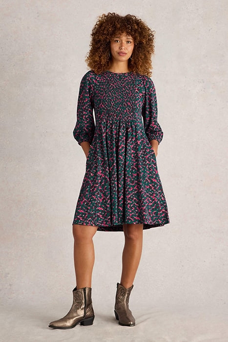 MAEVA JERSEY DRESS TEAL PRINT 1