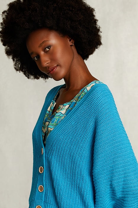 BLUE V-NECK CARDIGAN 3/4 SLEEVES BLUE 4