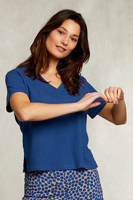 BLUE BASIC V-NECK T-SHIRT BLUE 1