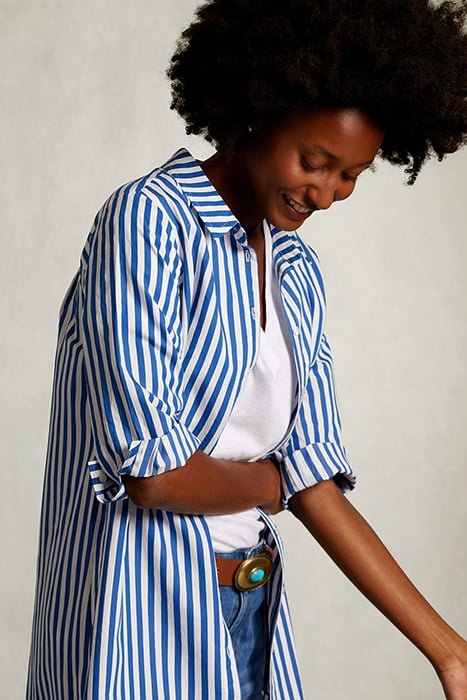 BLUE/WHITE LONG STRIPED DRESS BLUE 4