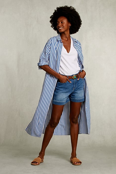 BLUE/WHITE LONG STRIPED DRESS BLUE 3