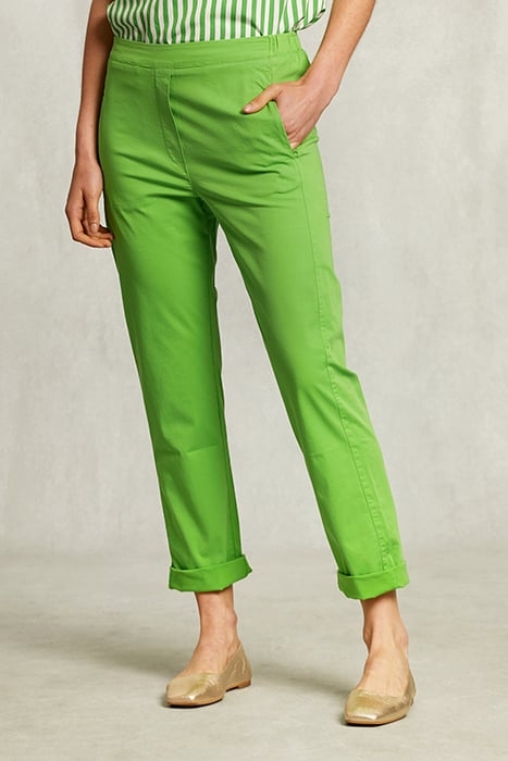 GREEN COTTON PANTS ELASTIC WAIST GREEN 1