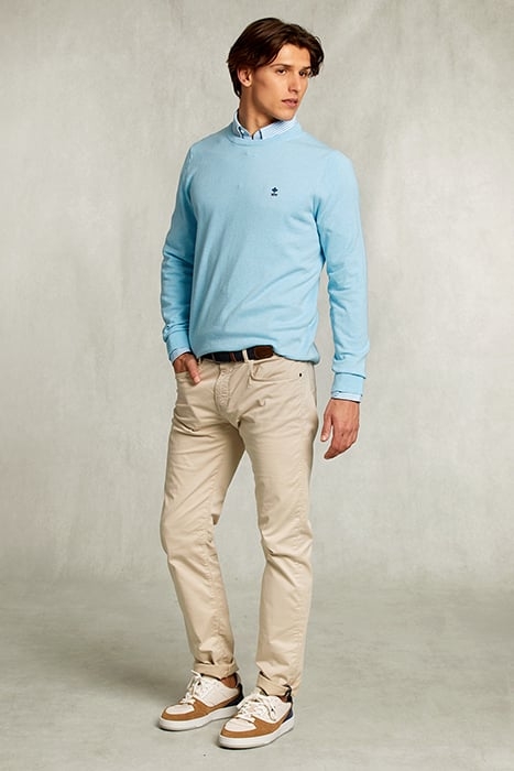 NORMAL FIT BASIC COTTON CREW NECK PULLOVER BORA BORA MIX BLU 3