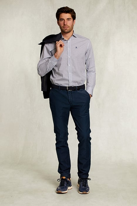 CUSTOM FIT DOTTED SHIRT MULTI BLUE 3