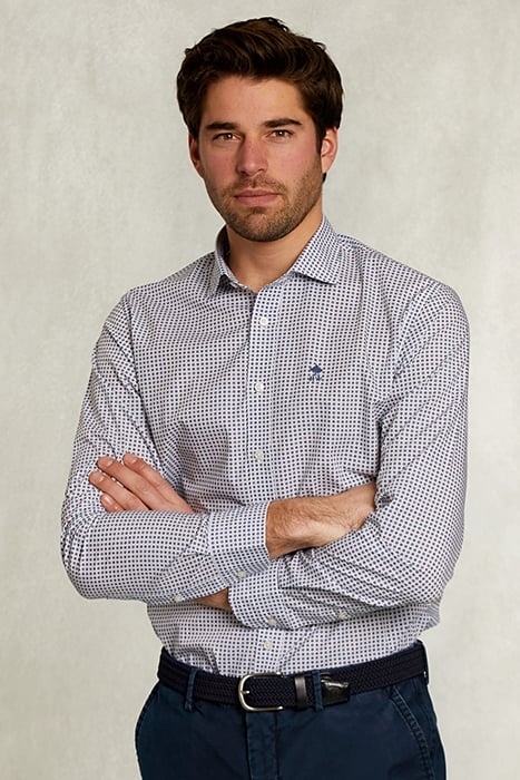 CUSTOM FIT DOTTED SHIRT MULTI BLUE 1