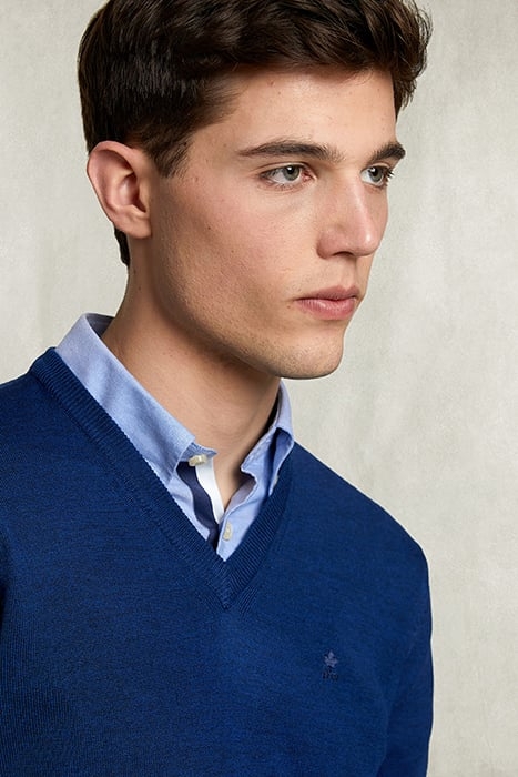 BASIC MERINO V-NECK PULLOVER DARK EXOTIC BLUE 3