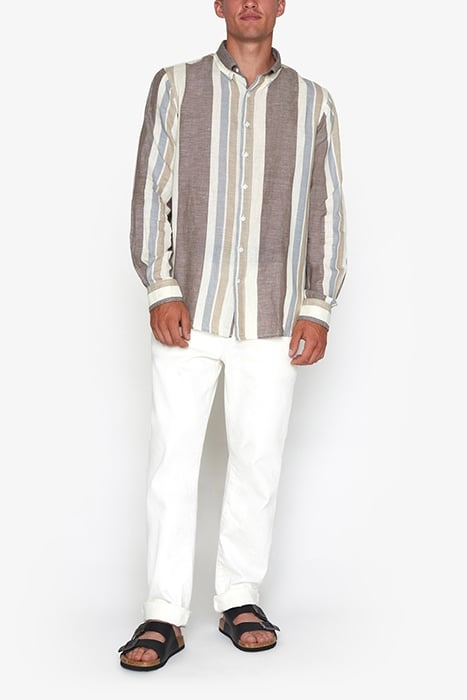 GINOSI LINEN WIDE STRIPE BLUE MIRAGE 3