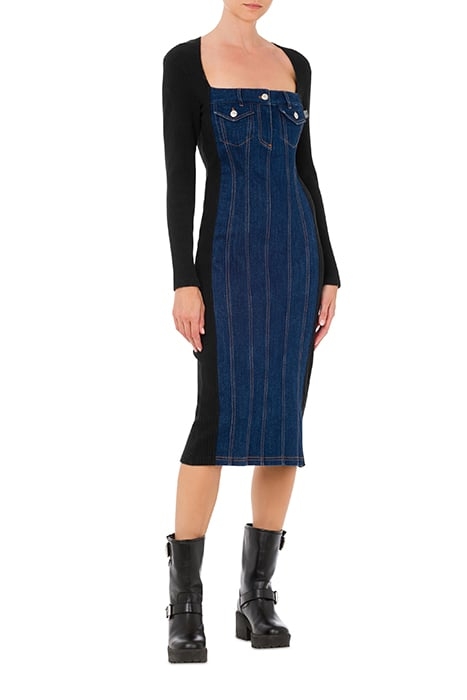 RECYCLED COTTON AND DENIM DRESS BLACK 1