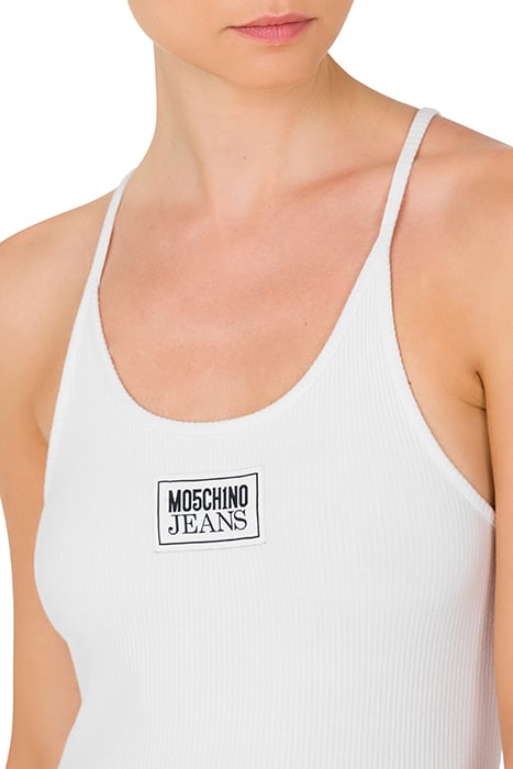 LOGO PATCH RIBBED COTTON TANK TOP WHITE 4