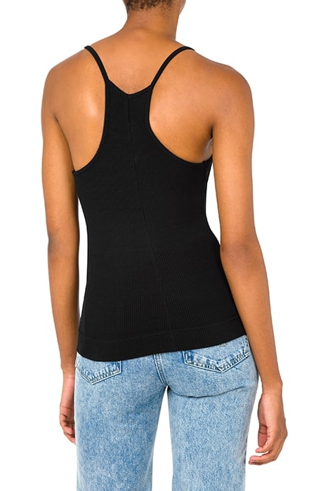LOGO PATCH RIBBED COTTON TANK TOP BLACK 2