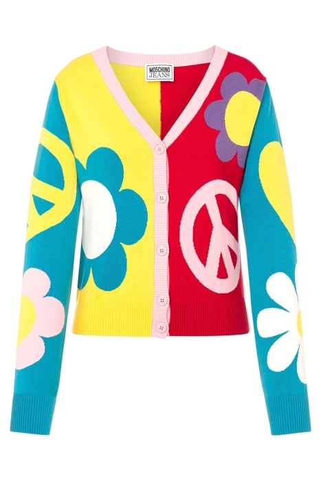 MULTICOLOR KNITWEAR WITH PEACE SYMBOLS MULTICOLOR 3