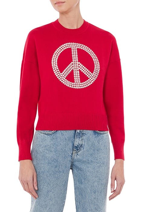 PEACE SYMBOL COTTON SWEATER RED 1