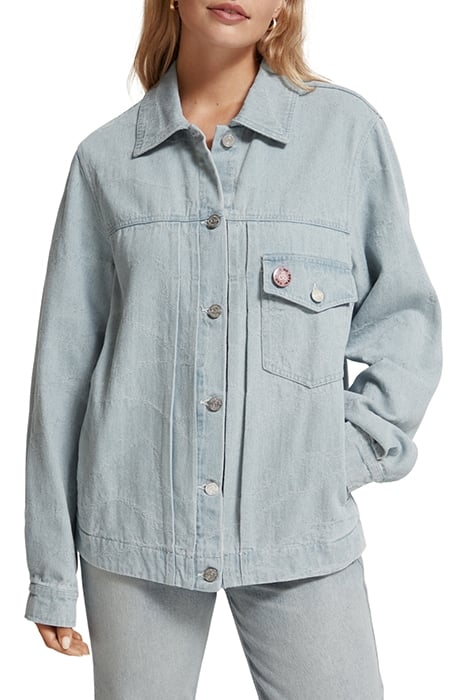 TRUCKER JACKET — INDIGO WAVES JACQUARD INDIGO WAVE JACQUARD 1