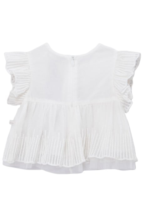 BABY GIRLS’ ECRU OCCASIONWEAR TOP WITH EMBROIDERED TULLE 2