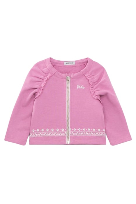 BABY GIRLS’ MAUVE CARDIGAN WITH ETHNIC EMBROIDERY 1