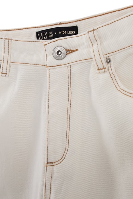 GIRLS’ ECRU UPCYCLED WIDE LEG JEANS WITH FRINGED CUFFS 4