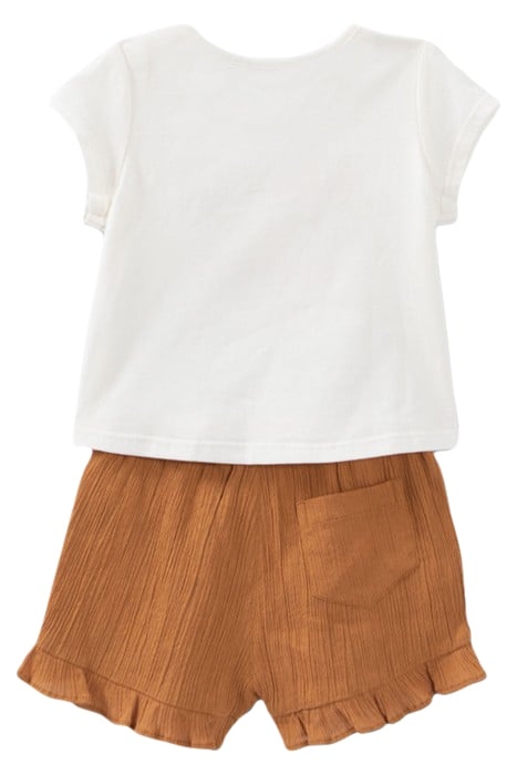 BABY GIRLS’ ECRU T-SHIRT AND CAMEL SHORTS OUTFIT 2