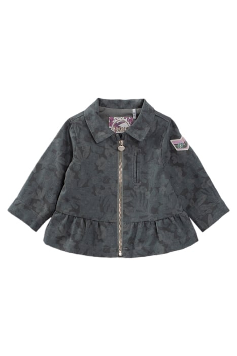 BABY GIRLS’ KHAKI DENIM SAFARI JACKET, XL FLOWERS 1