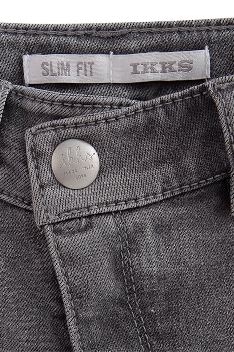 GIRLS' GREY SLIM JEANS WITH ASYMMETRIC ZIP & FRINGED CUFFS 4