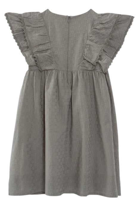 GIRLS’ KHAKI JACQUARD FABRIC DRESS WITH RUFFLED SLEEVES 2