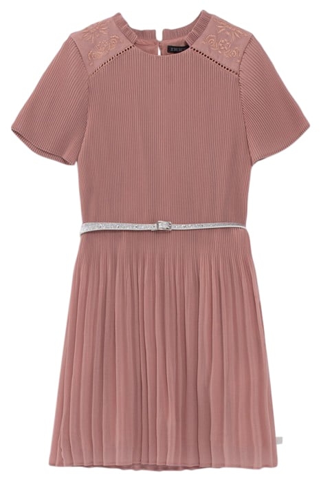 GIRLS’ PINK PLEATED DRESS WITH EMBROIDERED SHOULDERS 1