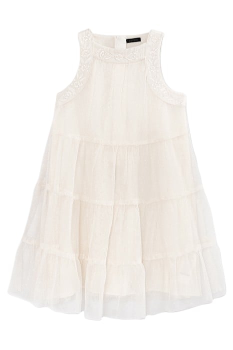 GIRLS’ ECRU DRESS WITH EMBROIDERED BRAID TULLE 1