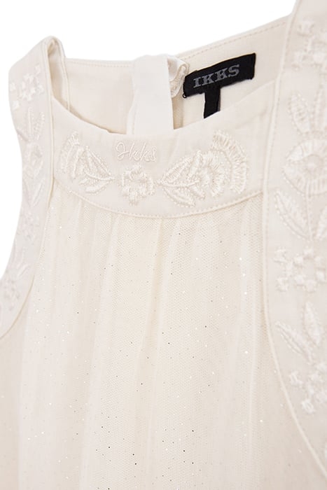 GIRLS’ ECRU DRESS WITH EMBROIDERED BRAID TULLE 4