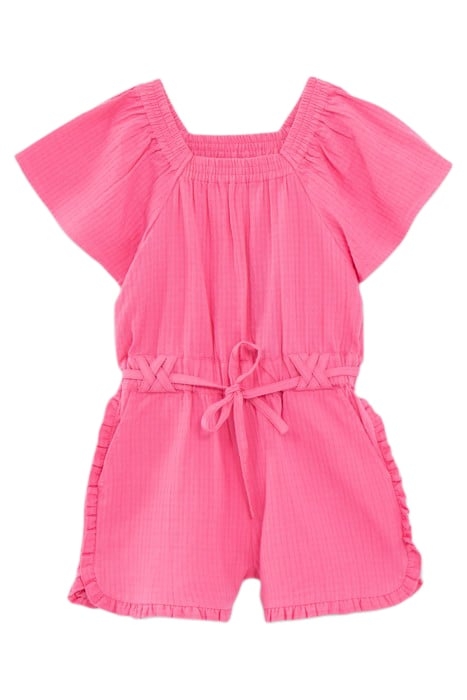 GIRLS' PINK WAFFLE PLAYSUIT WITH ELASTICATED NECKLINE 1