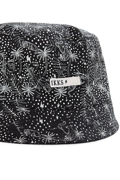 BOYS’ BLACK ORGANIC COTTON SUN HAT WITH EXOTIC LEAF PRINT 4