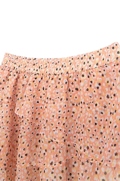 GIRLS' PEACH SHORT SKIRT WITH FLOWER TACHIST PRINT 3