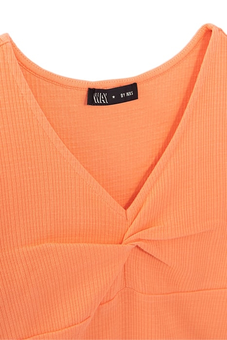 GIRLS’ ORANGE ORGANIC COTTON T-SHIRT, BOW EFFECT ON FRONT 3