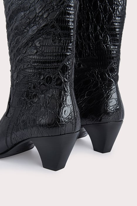 MELVIN BLACK CROCO LIZARD LEATHER BLACK 5