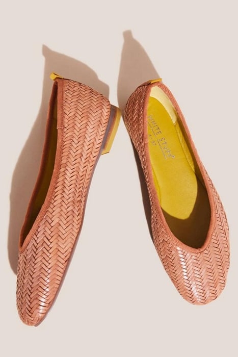 WOVEN LEATHER BALLET PUMP MID TAN 3