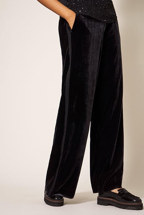 JENNY VELVET WIDE LEG TROUSER PURE BLACK 1