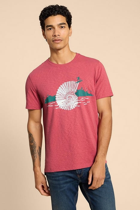 SURF SHELL GRAPHIC TEE CORAL PRINT 1