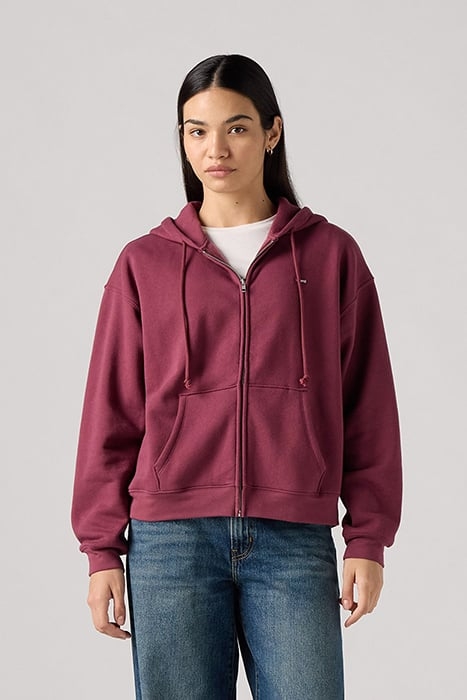 EVERYDAY ZIP HOODIE BURGUNDY BRUSHED FLE 1